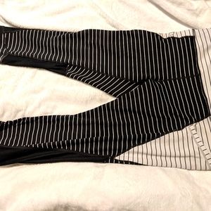Athleta Striped Running Leggings with Pocket